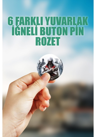 Assassin's Creed Video Oyun Bilgisayar Oyunu Çanta Süsü Rozet İğneli Buton Rozet Seti 6 Adet Çok Renkli