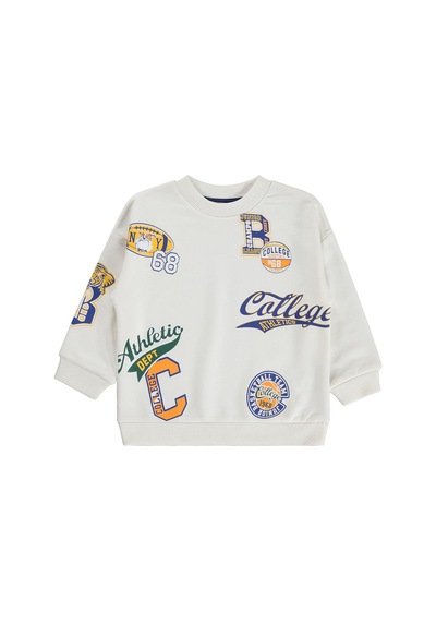 Silversun Kids Silversun Athletic 68 Baskılı 2-7 Yaş Sweatshirt - Ekru