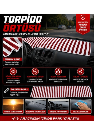 Oto Torpido Havlusu Kırmızı Beyaz 1