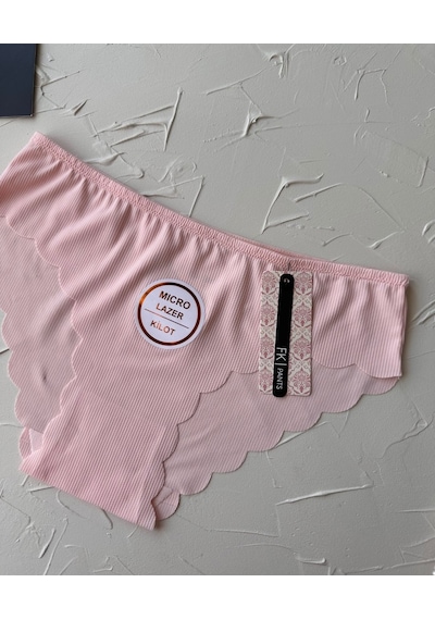 Mikro Lazer Kaşkorse Fitilli Kumaş Normal Bel Dikişsiz Slip/külot Pembe