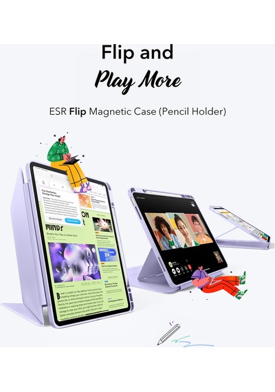 iPad Uyumlu Air 13 M2-M3-M4 2025 Flip Kalem Kontrol Kılıf Kapaklı Kılıf Violet