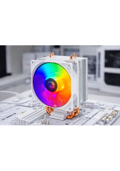 Aktuf Ak2x Rainbow 2 Bakır Borulu 105 Tdp Amd/intel Kule Tipi Yüksek İşlemci Soğutucusu Beyaz İşlemci Soğutması
