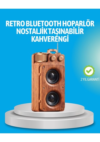 Hepsi Retro Bluetooth Hoparlör Ahşap Görünümlü 5w Çift Stereo Ses Najmaddin