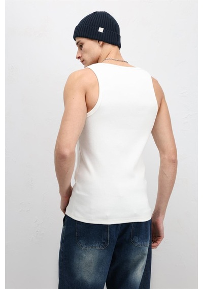 Vamos Yıkamalı Tank Top Kaşkorse Atlet Ekru