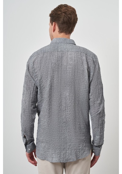 Morven Erkek Gri Pamuk Trend Slim Fit Düğmeli Yaka Gömlek 25ys004011100 Gri