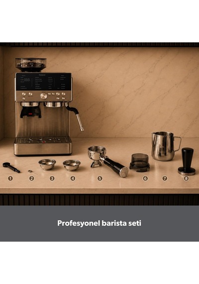 Latteprimo Barista Tipi Çekirdek Öğütücülü Espresso Makinesi, 20 Sıcak Ve Soğuk İçecek Çok Renkli