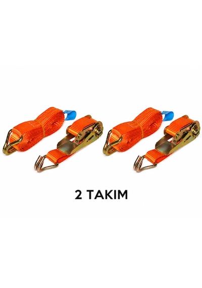 Kancalı Mini Yük Gerdirme Kiti 4 Metre 800 Kg Cırcırlı Bağlama Kayışı Kancalı - 2 Takım