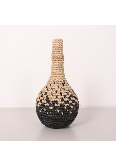 Garlıc Rafya Vazo - Saksı 22x42 Cm Siyah