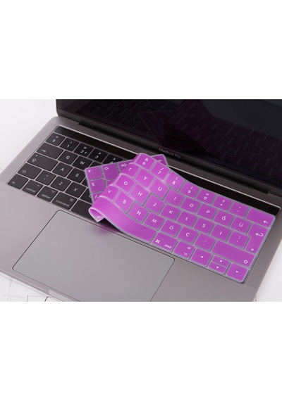 Apple Uyumlu MacBook Pro Klavye Koruyucu Türkçe Q Touchbar'lı A1706 A1989 A2159 A1707 A1990 İle Mor