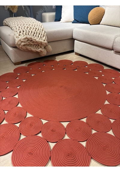 Mavaux Hasır Jüt Çiçek Desenli Kilim Halı Natural