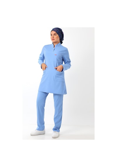 Soft Likralı Tesettür Forma Takım İki Çıtçıt - 6413 Açık Mavi-12076 6413 Açık Mavi