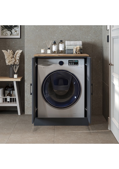 Çamaşır Kurutma Makinesi Alt Dolabı Kapaklı Banyo Alt Dolap Antrasit - Atlantik Çam Çamaşır Kurutma Makinesi Alt Dolabı Kapaklı Banyo Alt Dolap Antrasit - Atlantik Çam