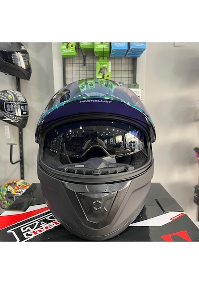 Mts M-801 Gold Güneş Vizörlü Kask Siyah