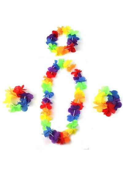 Rengarenk Hawaii Kolye Taç Bileklik Seti 4 Parça Tgdrtgspzeljbbf8rg1 Çok Renkli