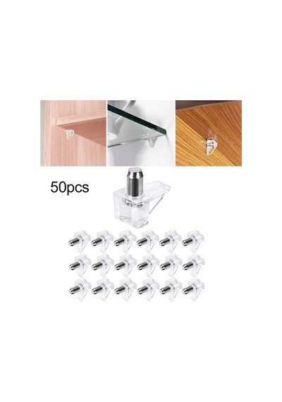 Badem10 Raf Pimi Şeffaf Cam Ahşap Metal Raf Tutucu Çivisi Mobilya Dolap Pimi 50 Adet Aahşap