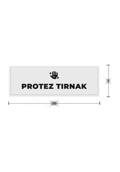 Protez Tırnak Yazılı - Metal - Beyaz Renk - Kapı İsimliği - 20x7 Cm