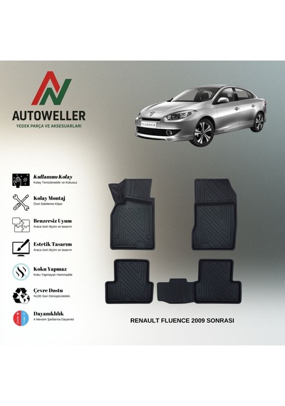 Renault Fluence 2009 Sonrası Uyumlu Havuzlu Oto Paspas