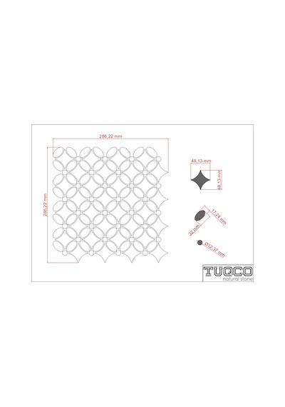 Tuqco Doğaltaş Flower Muğla B. -Gümüş Eskitme Mermer Mozaik