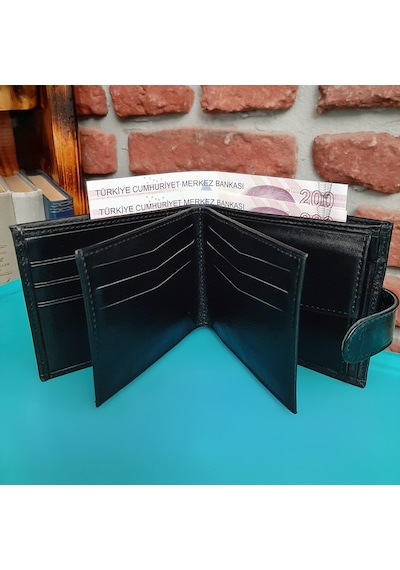 Gvnbag Hakiki Deri Erkek Bozuk Para Gözlü Çıtçıtlı Siyah Cüzdan Gvn-0120