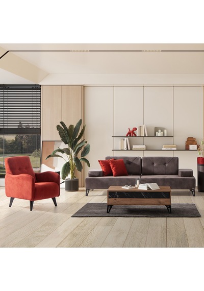 Avrupa 3+1 Salon&oturma Odası Koltuk Takımı - Antrasit&bordo