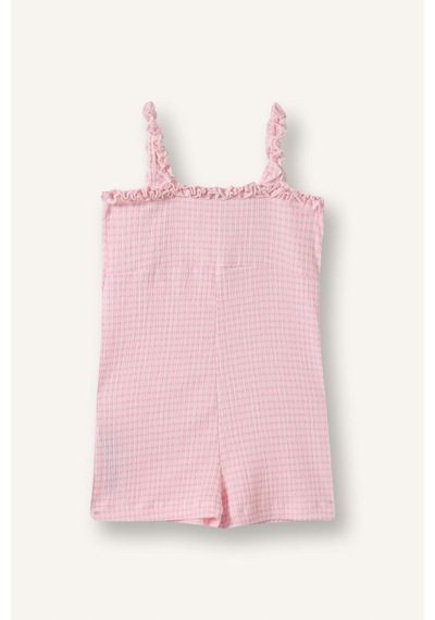 Defacto Askılı Kırışık Dokulu Kısa Tulum Kız Bebek H4273a526smpn171 Pembe-pn171