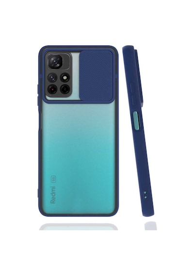 Kilifone - Xiaomi Uyumlu Poco M4 Pro 5g - Kılıf Slayt Sürgülü Arkası Buzlu Lensi Kapak - Lacivert