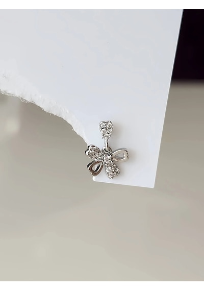 Sallantılı Fiyonk Kurdela Model Kıkırdak Piercing Tragus Helix Gümüş Renk Küpe Gümüş