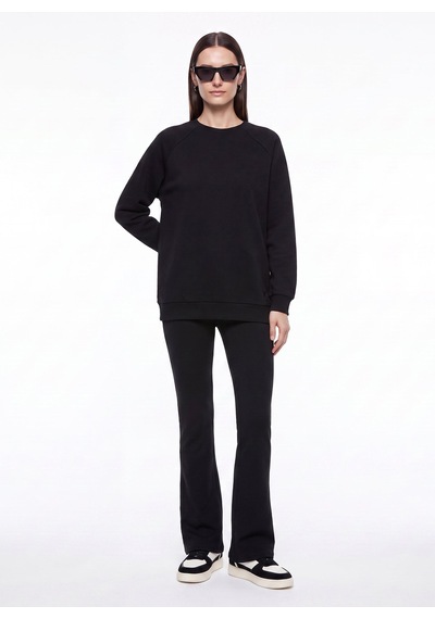 Fabrika Siyah Kadın Bisiklet Yaka Oversize Sweatshirt Falu-y