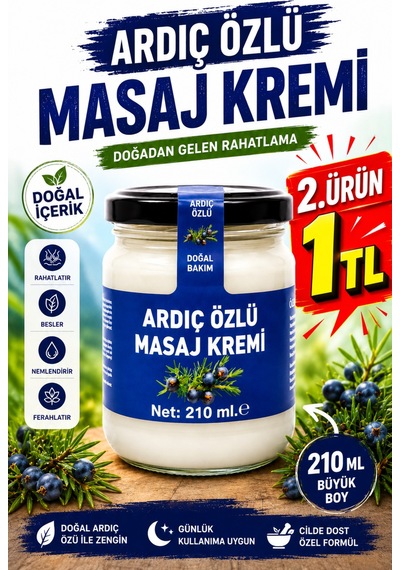 Ardıç Özlü Masaj Kremi 210 Ml Doğal İçerikli Ferahlatıcı Masaj Kremi Günlük Kullanıma Uygun