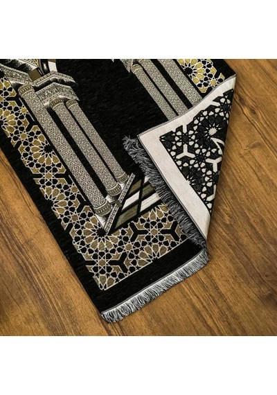 Medine Lüks Şönil Seccade Siyah 66x116cm 520 Gr Çok Renkli
