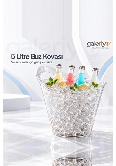 Galeriyo 5 Lt. İçecek Ve Buz Kovası Taşınabilir Seffaf Şeffaf