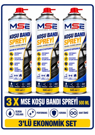 Mse Pro Koşu Bandı Silikon Sprey 3 X 500 Ml / Koşu Bandı Yağı, Yağlayıcı Ve Bakım Spreyi