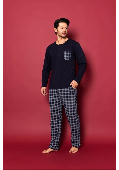 Redline Erkek Uzun Kol Pijama Takımı Yeni Sezon 6722 Lacivert