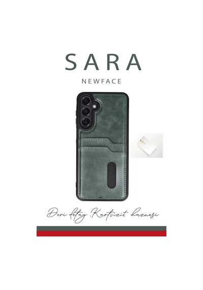 Newface Samsung Galaxy A56 Kılıf Sara Kartvizitli Deri Kılıf - Kırmızı