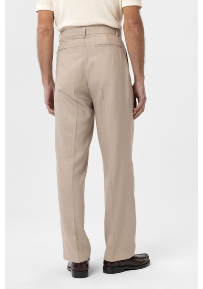 Antioch Keten Karışımlı Erkek Baggy Pantolon Bej
