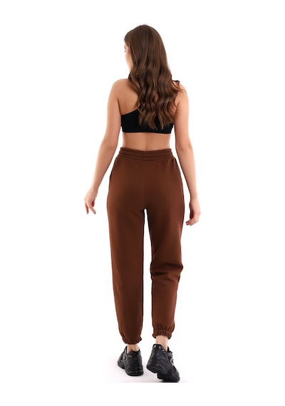 Winmoda34 Jogger Bol Kesim Kalın 3 İplik Şardonlu Eşofman Altı Kadın Kahverengi