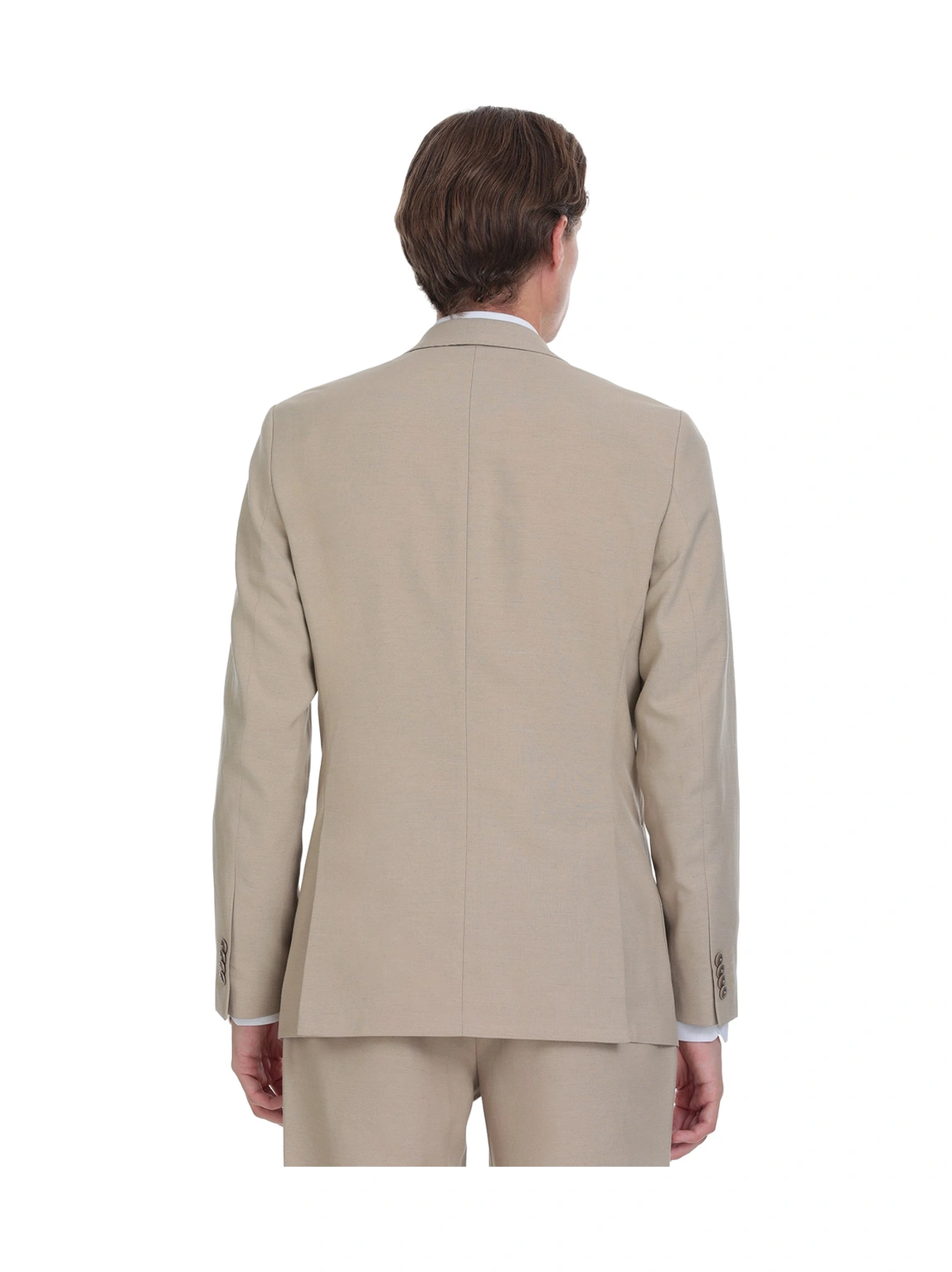 Hatemoğlu Vizon Slim Fit Mono Yaka Keten Takım Elbise Vizon