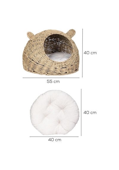 Porsima Ph49 Doğal Hasır Örgü Kedi Köpek Yuvası Kedi Köpek Yatağı 55x40cm
