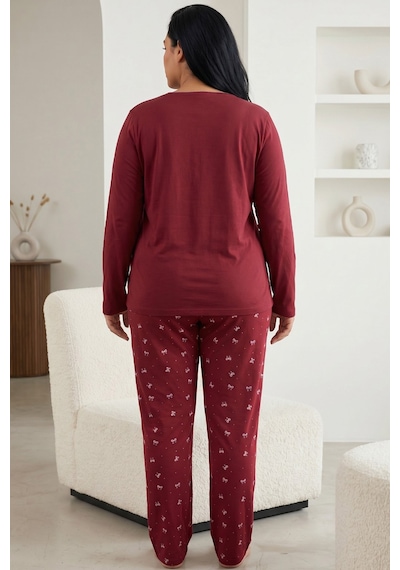 Siyah İnci Pamuklu Likralı Büyük Beden Battal Boy Örme Pijama Takım26240909 Bordo Siyah İnci Pamuklu Likralı Büyük Beden Battal Boy Örme Pijama Takım26240909 Bordo
