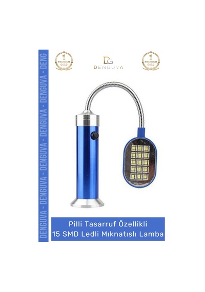 Ledlilamba Alüminyum Gövde Esnek Başlık Pilli Kamp Beyaz Aydınlatma 15 Smd Ledli Mıknatıslı Lamba Çok Renkli