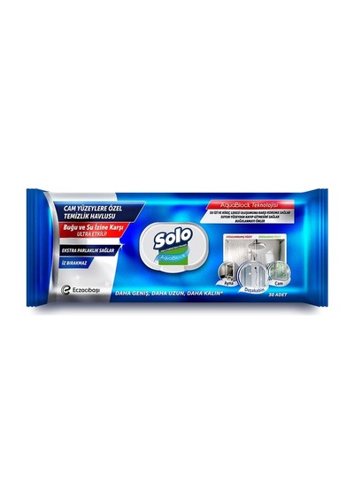 Solo Aquablock Cam Yüzeylere Özel Temizlik Havlusu 30'lu X 3 Adet