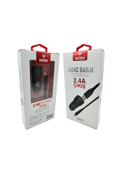 2.4a Type-c Metal Araç Şarj Seti Vtx028