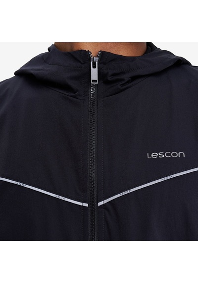 Lescon Siyah Erkek Fermuarlı Kapüşonlu Sweatshirt 26n-1157