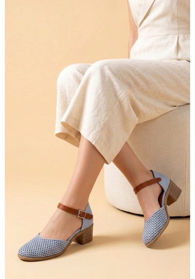 Analin Shoes Kadın Hakiki Deri Burnu Kapalı Delikli Sandalet Lila