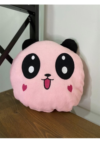 Pembe Peluş Panda Tasarımlı Yastık Pembe