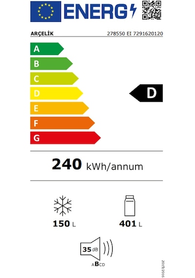 Arçelik 278550 EI 552 LT No Frost Buzdolabı