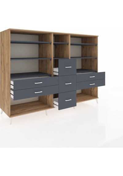 Kronos Dolap 8 Raflı 7 Çekmeceli 220x59x163 Çam-antrasit Çam-antrasit Kronos Dolap 8 Raflı 7 Çekmeceli 220x59x163 Çam-antrasit Çam-antrasit