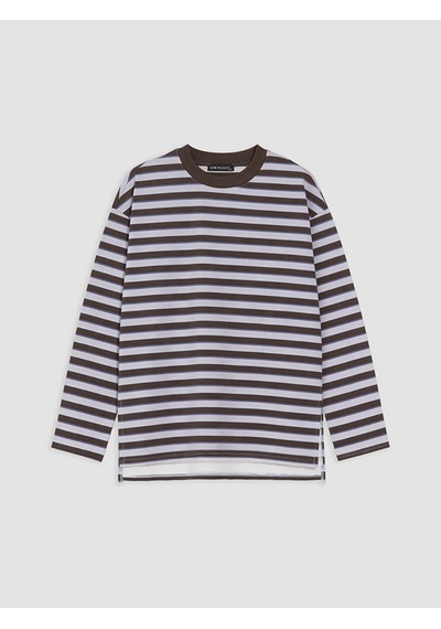 Lcw Modest Mavi Çizgili Oversize Kadın Sweatshirt Tunik