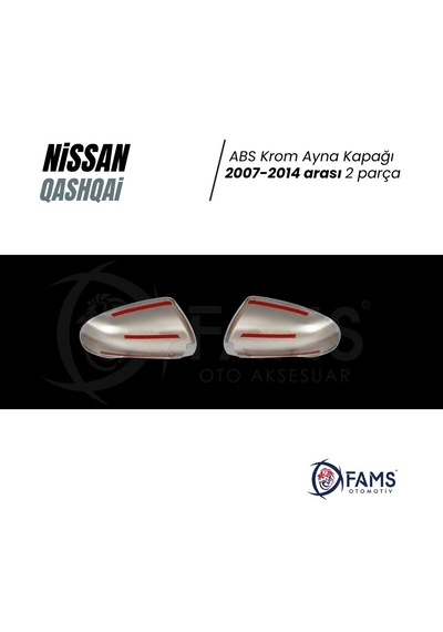 Nissan Qashqai Abs Krom Ayna Kapağı 2 Parça 2007-2014 Paslanmaz Çelik
