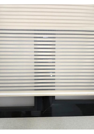 İnce Zebra Çizgili Çift Mekanizmalı Tül Ve Stor Perde Ts2025 Sütlü Kahve